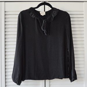 Sezane Size EU 36 Long Sleeve Blouse with Ruffle Neckline Detail | EU 36